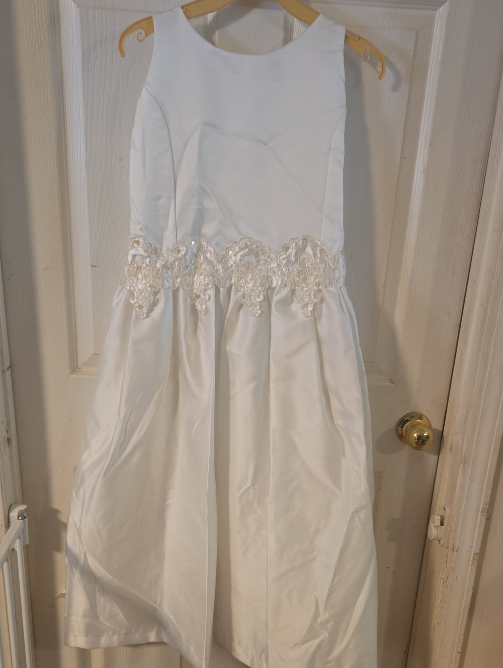 Claudia Andrea White Satin Flower Dress